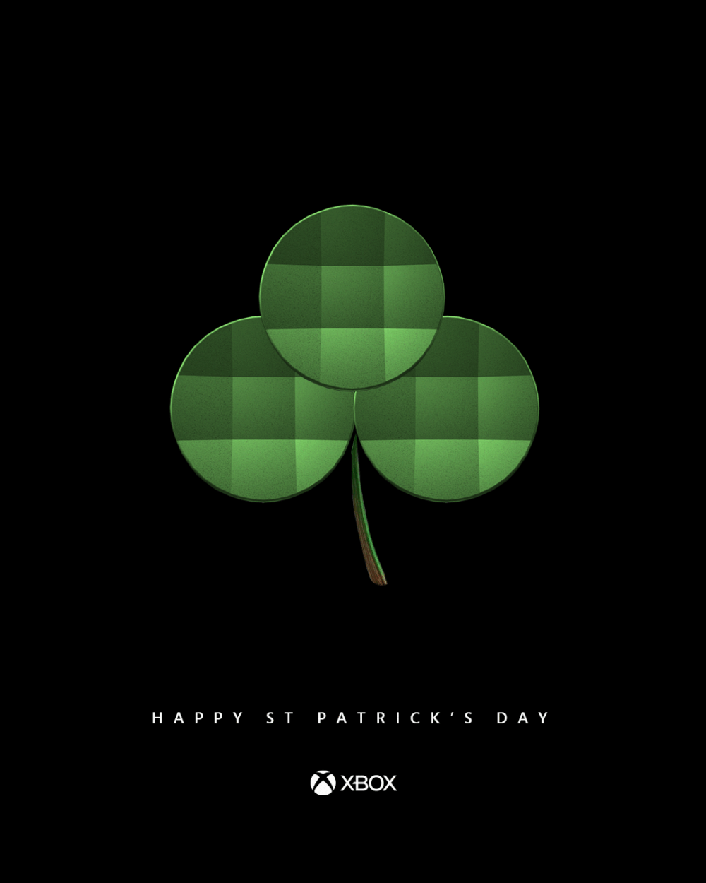 St Patrick's Day poster using an Xbox D-Pad as the leaves of a clover